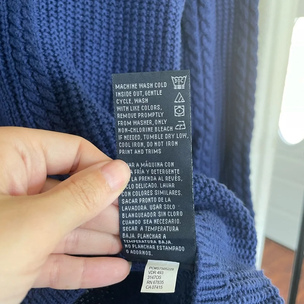 Náutica Women’s Navy Blue Cable Knit Pullover Sweater